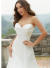 Ivory Satin Empire Waist Minimalist Wedding Dress